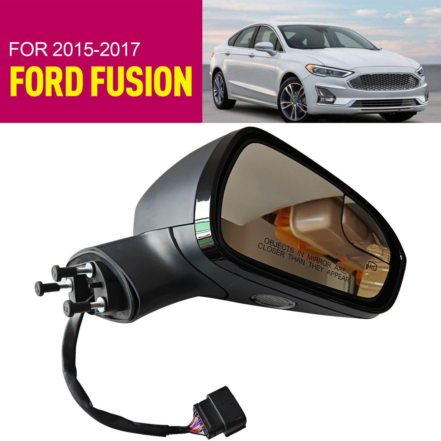 Mirror-finish 11-pin passenger right-hand side power supply for 2015-2017 for Ford Fusion FS7Z17682CB-PFM