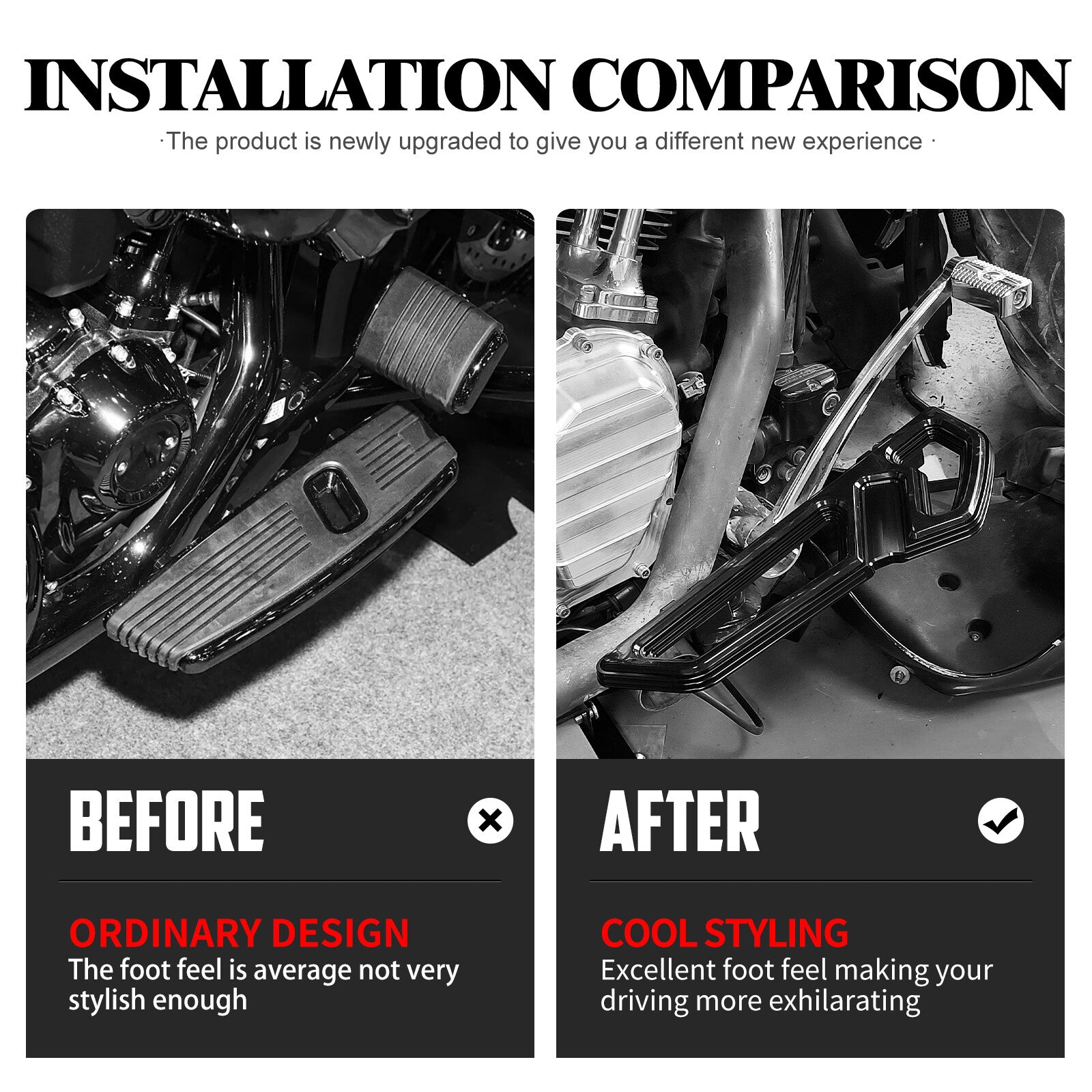 Black Empire Driver Footboards Floorboards for Harley Touring Road Electra Glide