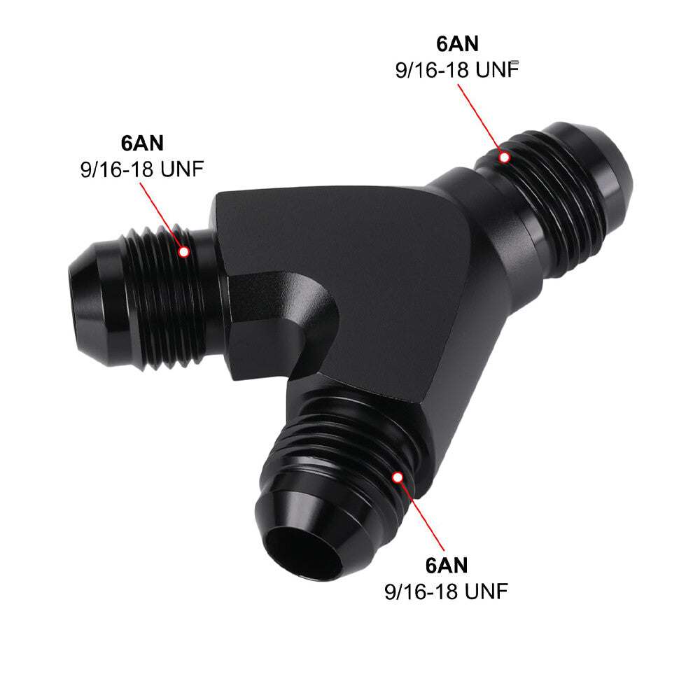 6AN AN 6 Y Fuel Block Fitting Junction Coupler Adapter 6/6/6 T -6/-6/-6 AN Black
