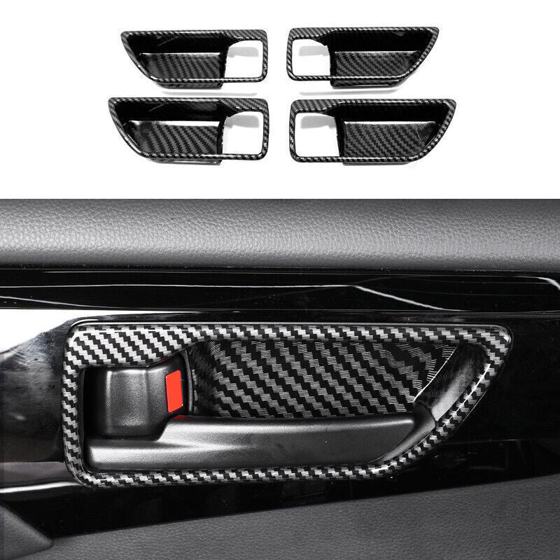 Carbon Fiber Look Inner Door Bowl Cover Trim 4X for Toyota Highlander 2020-2023