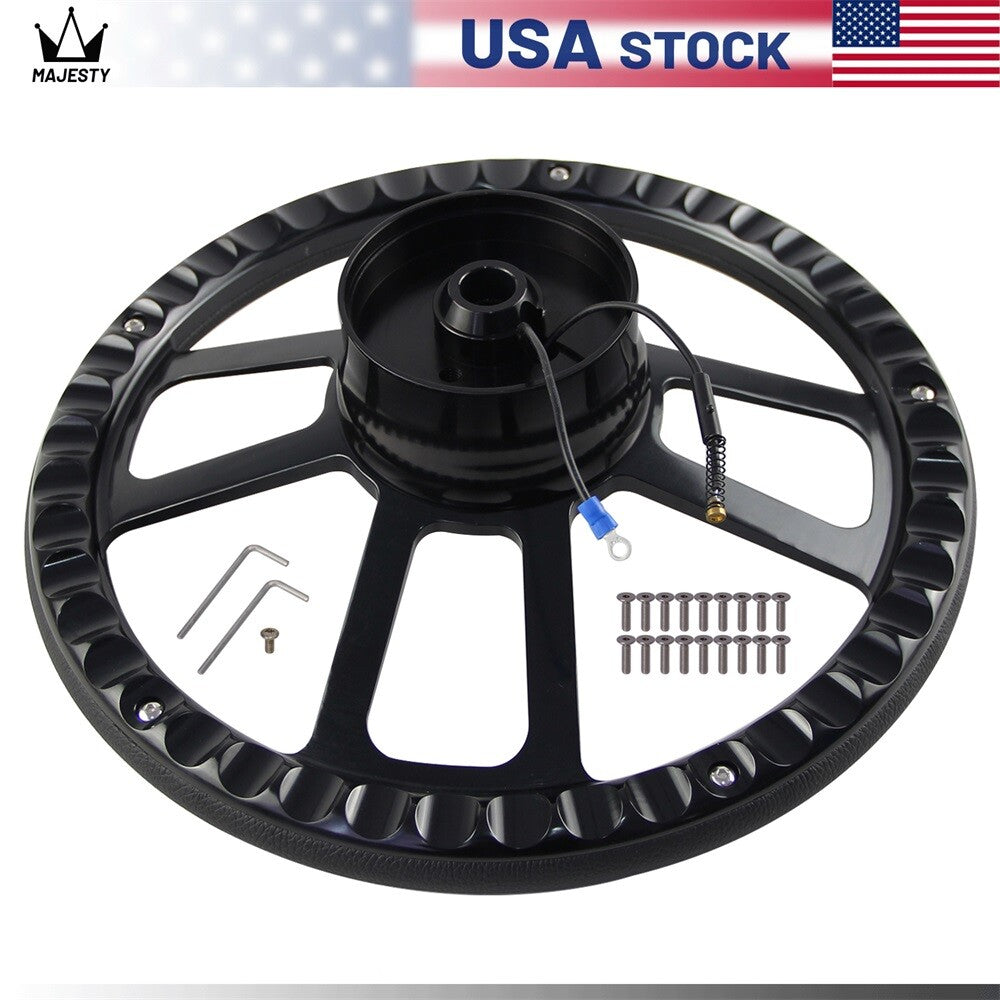 14 9-Bolt Chrome W/Half Wrap PVC Steering Wheel + Adapter for Chevy GM for Buick BK