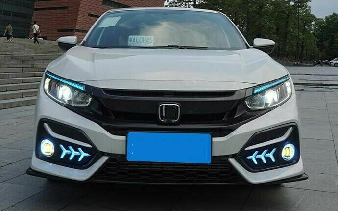 DRL Daytime Running Lights Fog Lamps w/Turn cover for Honda CivicHatchback 20-21