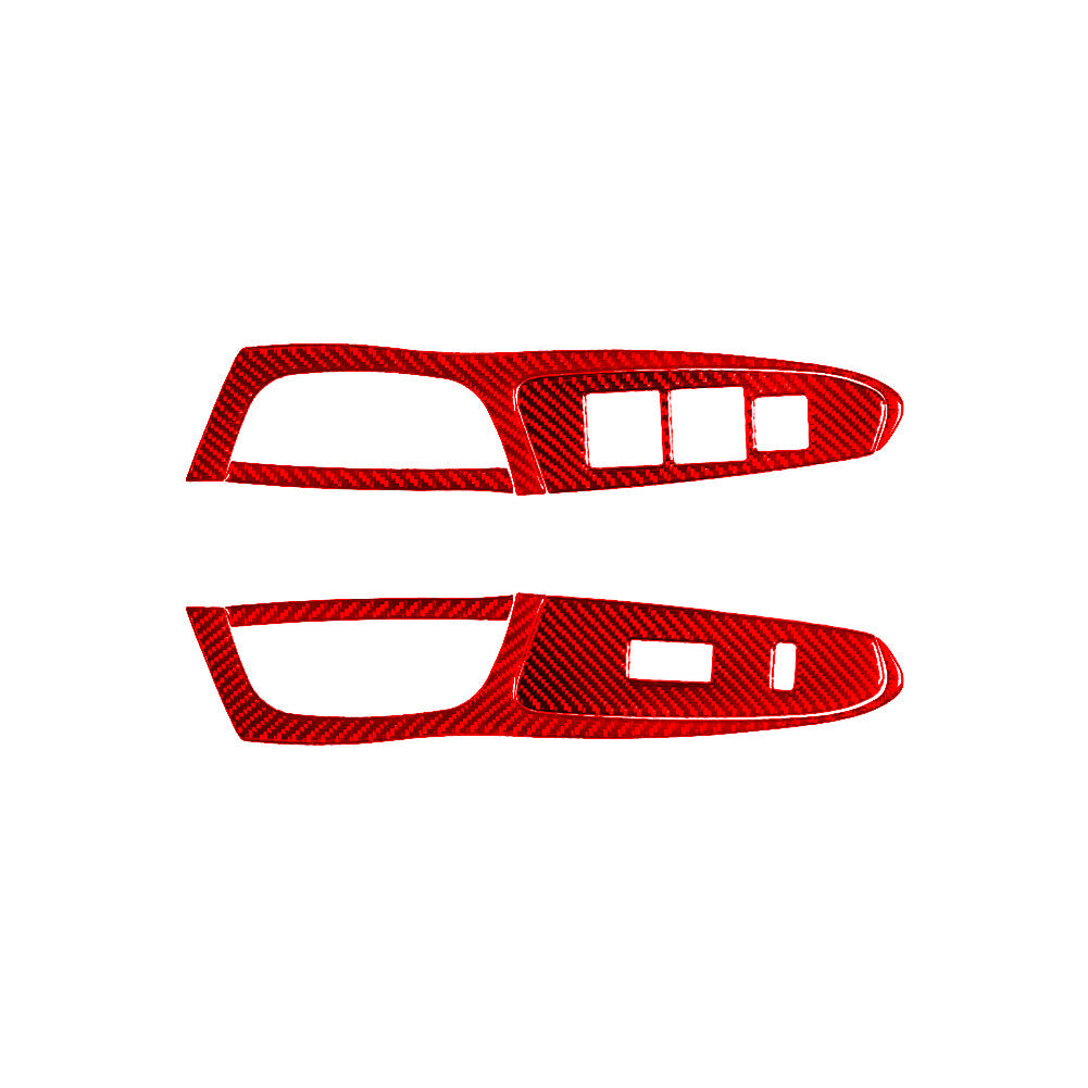 6X Red Front Window Button Control Trim Carbon Fiber for Toyota Tacoma 2012-2015
