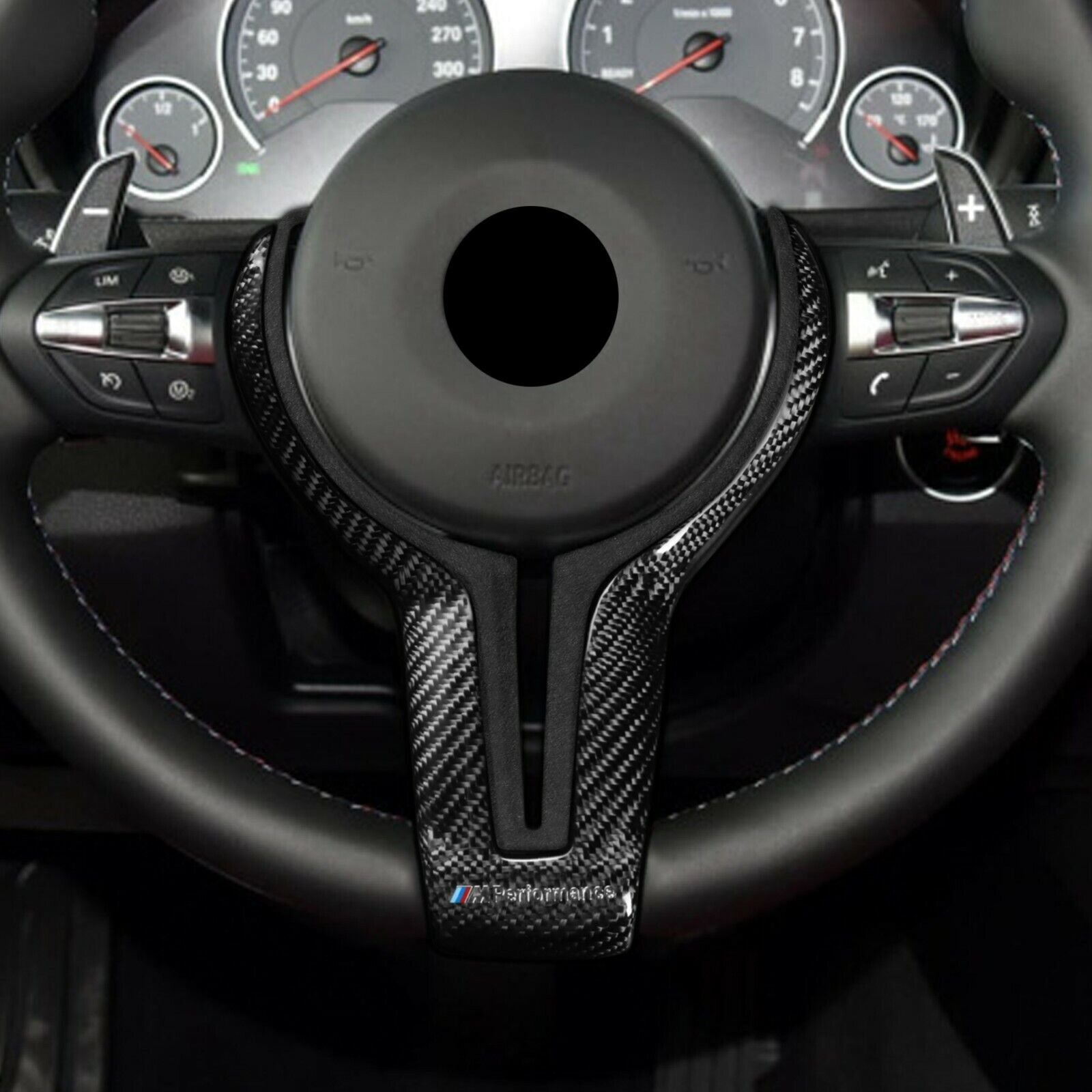 Carbon Fiber Steering Wheel Trim Replace Fit for BMW F80 M3 14-18 F10 M5 11-16