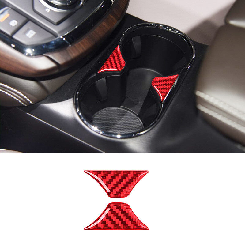Red Carbon Fiber Interior Central Cup Holder Cover Trim for Mazda CX-9 2016-2022