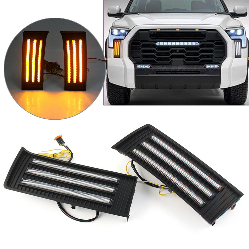 Fit for Toyota Tundra 2022-2023 LED DRL Daytime Running Lights Turn Signals Fog Lamp