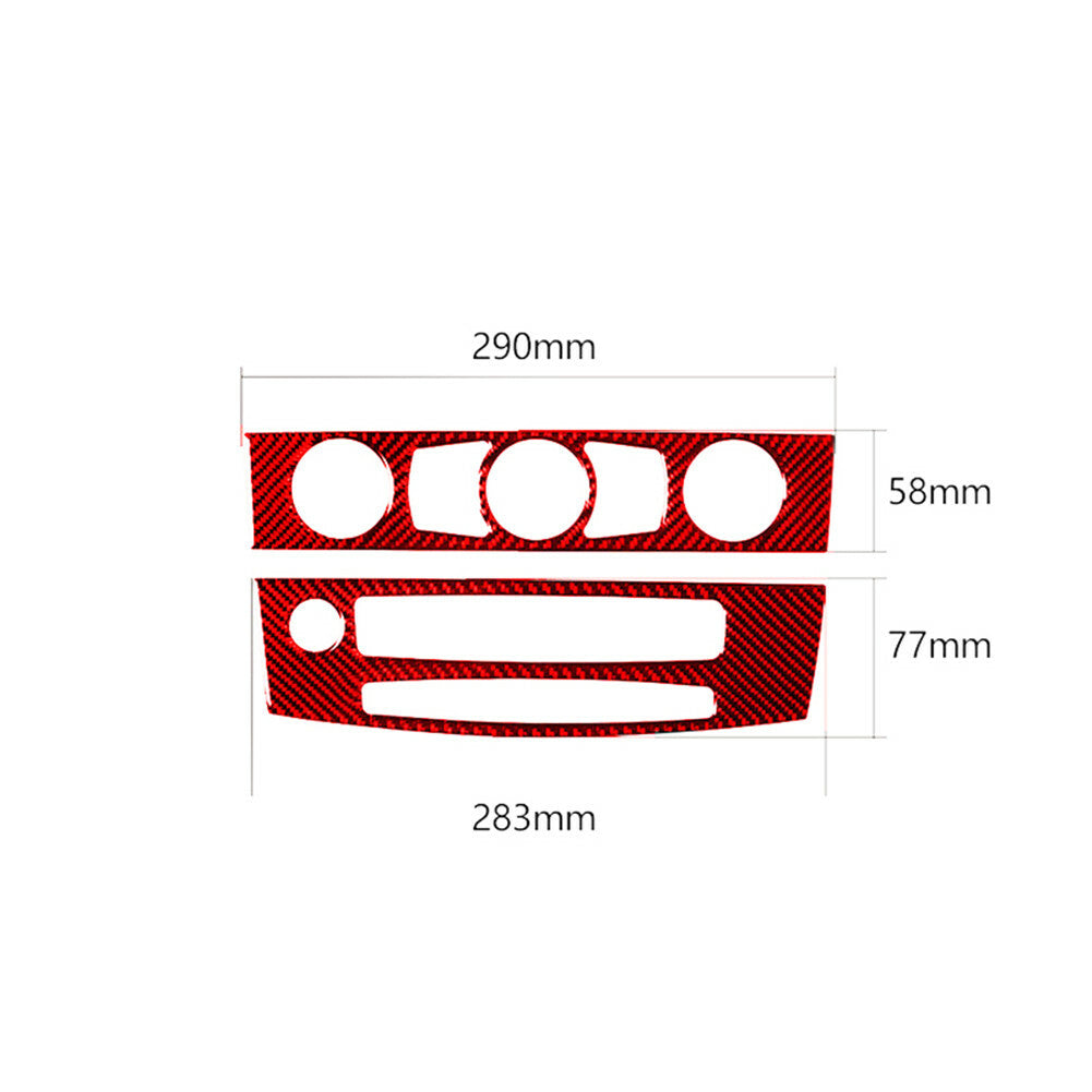 Red Carbon Fiber CD Control Panel Cover Trim for BMW 5 Series E60 2008-10 Type B