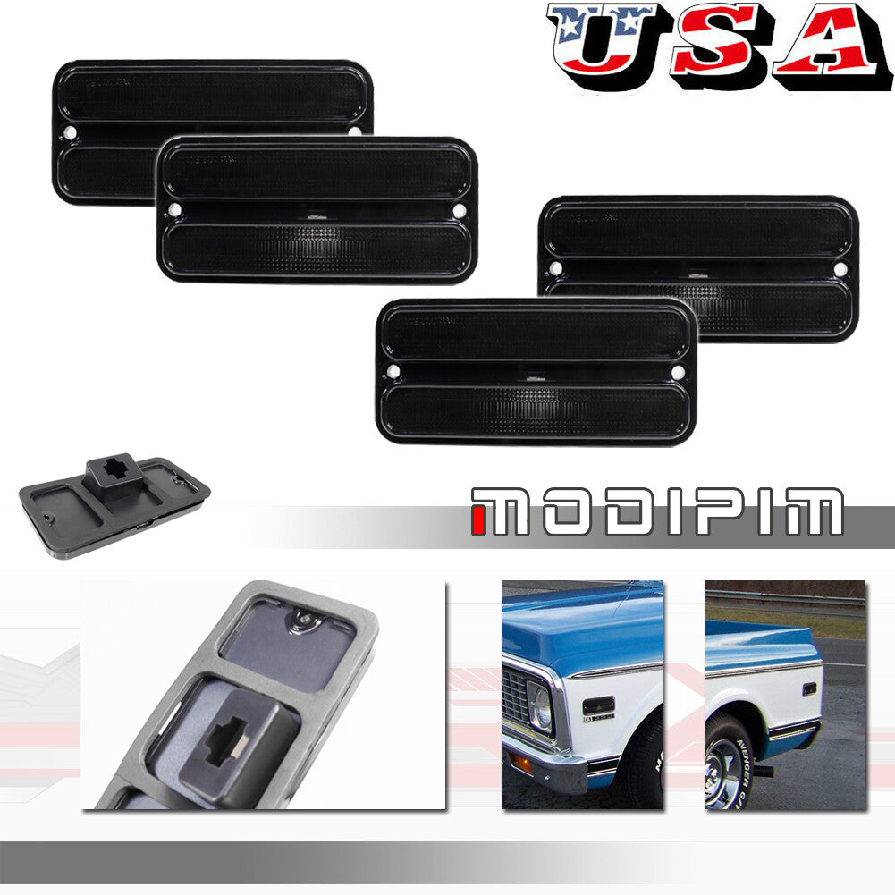 Smoke front and rear side marker light housing LH+RH kit for Chevrolet for GMC truck 68-72