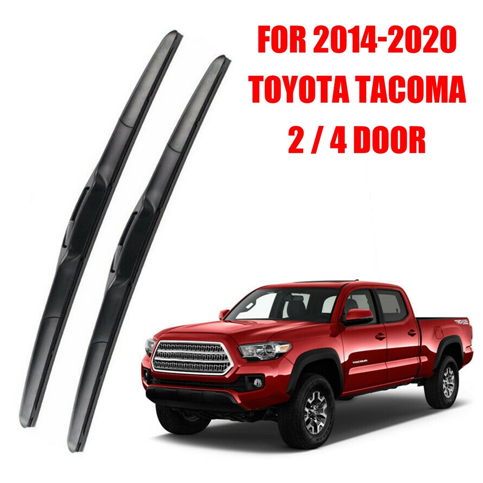 Black Front Window Wiper Blades Set Fit 2014-2020 for TOYOTA TACOMA 2 / 4 Door AT
