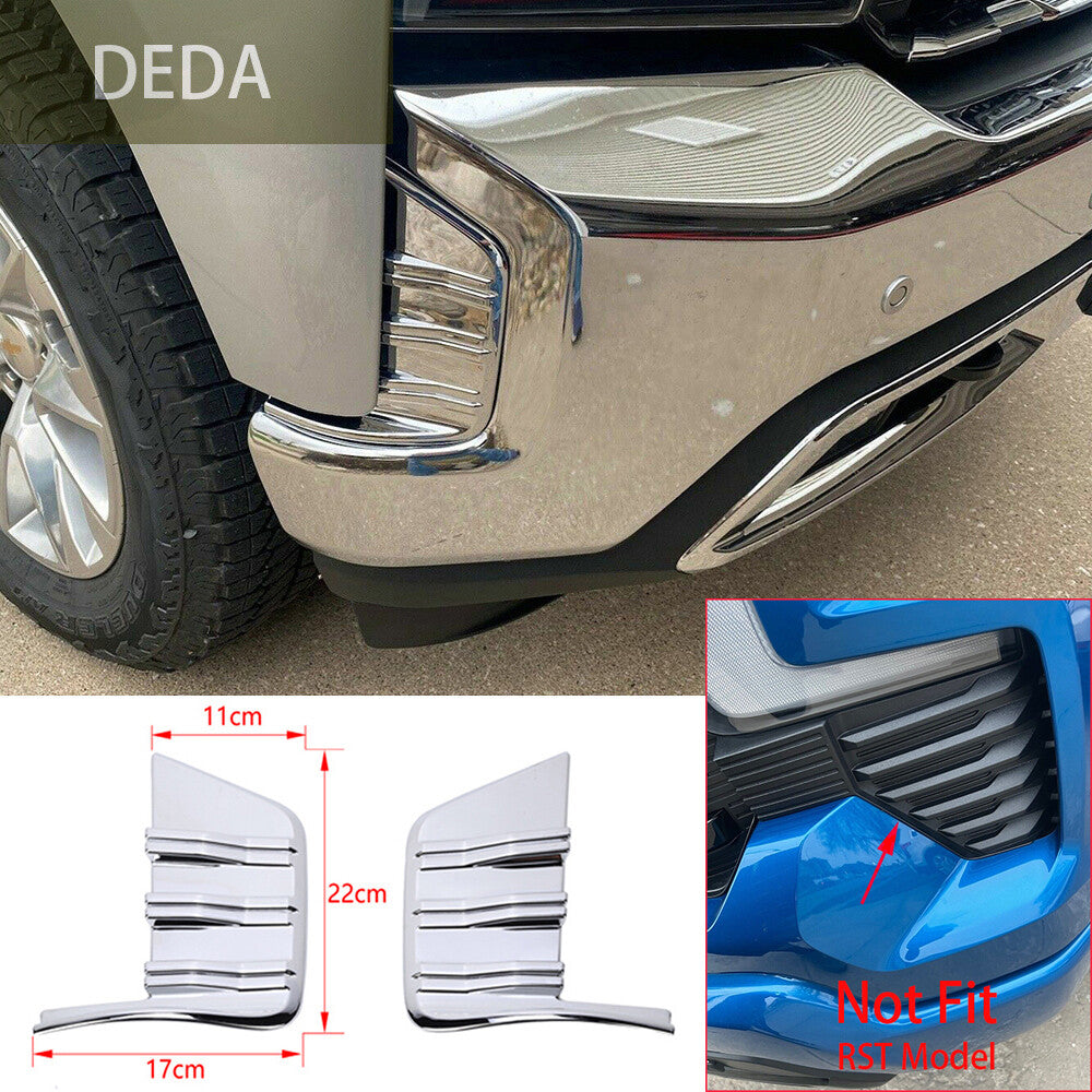 for Chevrolet Silverado 1500 2019+ Front Bumper Side Panel Decor Trim ABS Chrome