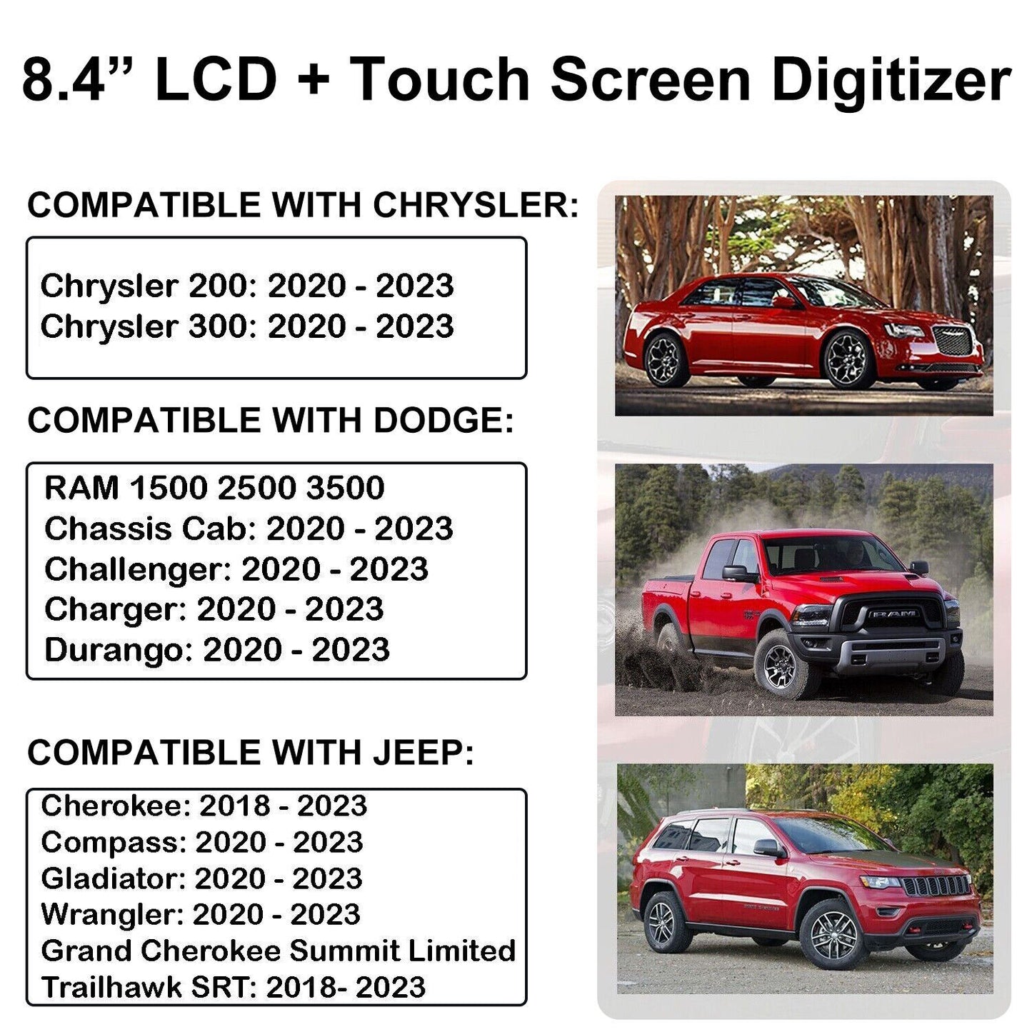 Touch Screen for 8.4 2018-2022 for Jeep Grand Cherokee Car Navi Display TDO-XGA084