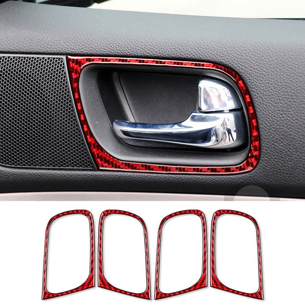 4¡ÁRed Carbon Fiber Interior Door Handle Bowl Trim Fit for Infiniti G37 2007-2013