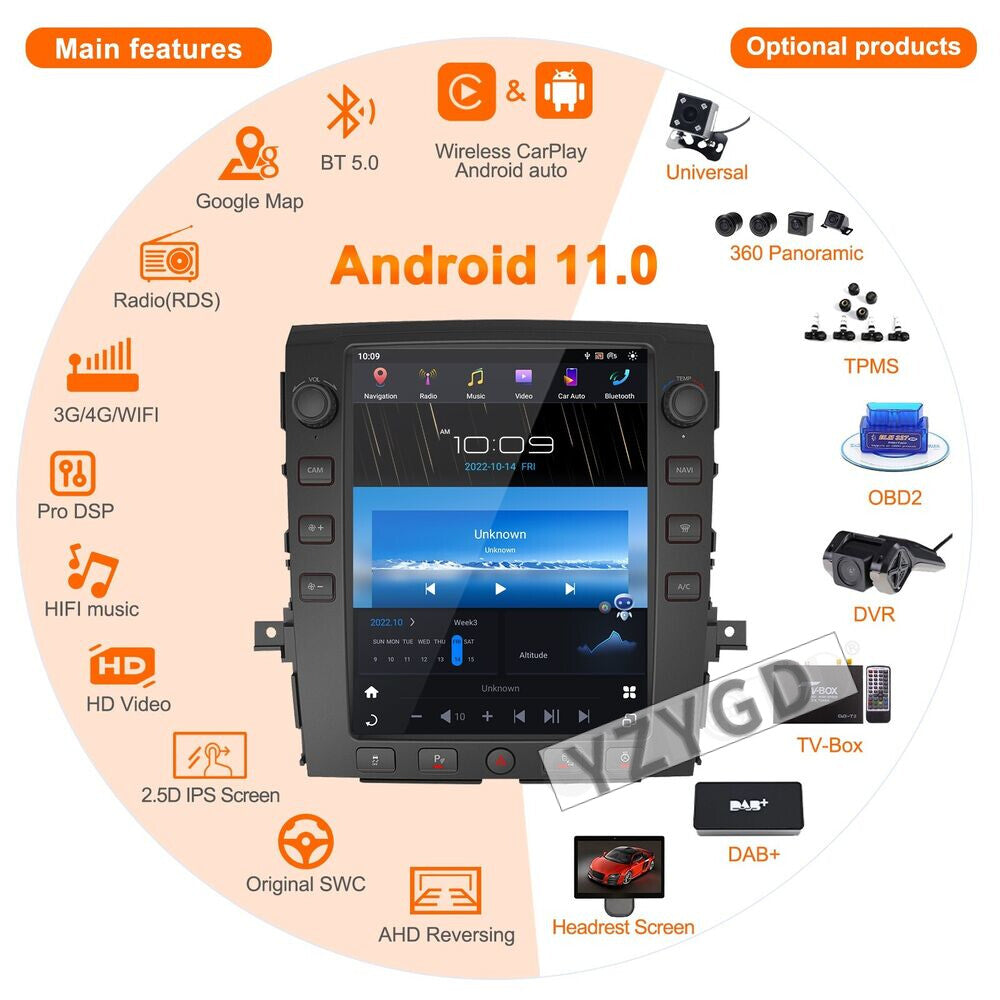 for Nissan Titan 2016-2020 Android 2Din Car Radio Player Screen Stereo Receiver