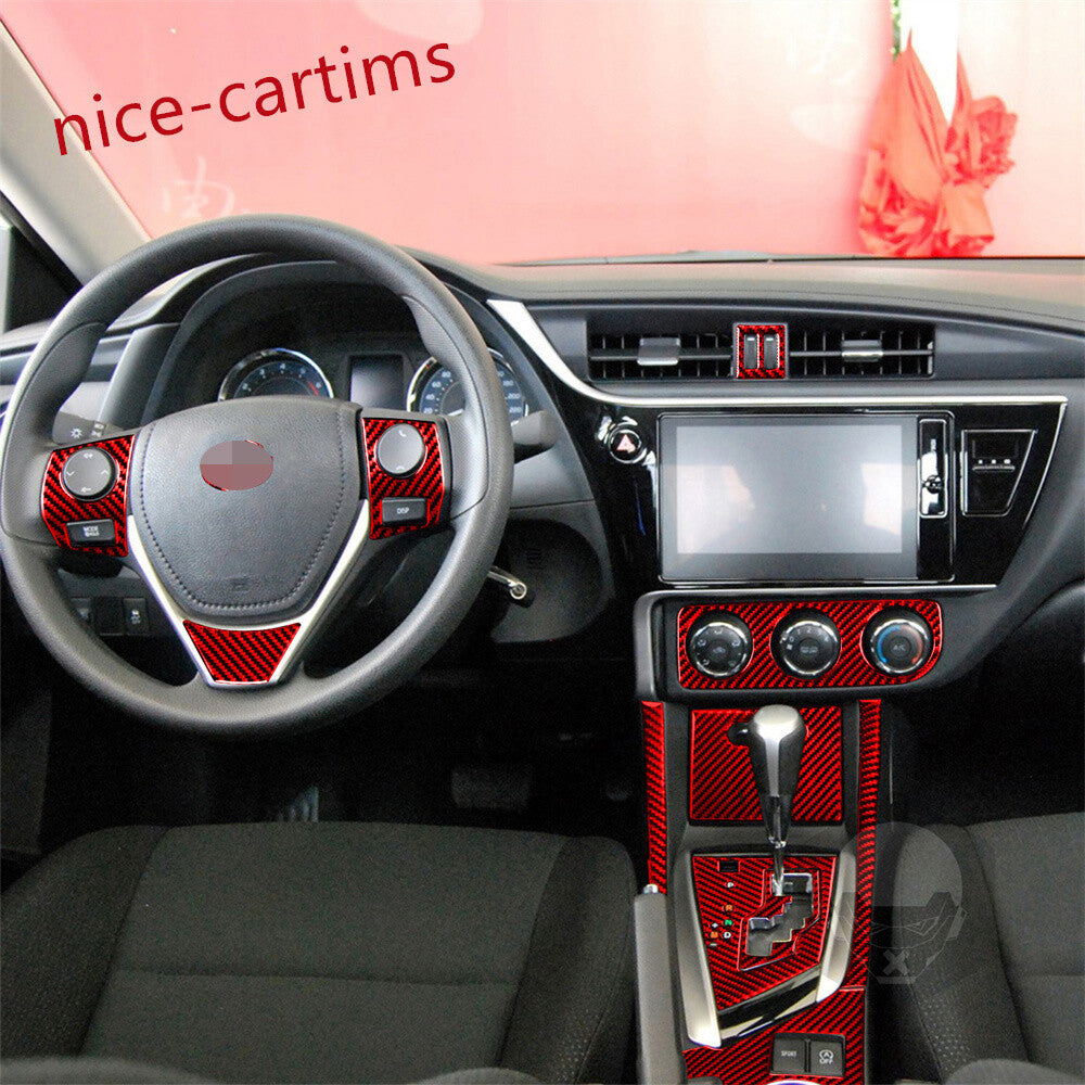15Pcs Red Carbon Central Control Gear Shift Set Trim For Toyot@ for Corolla 2014-18