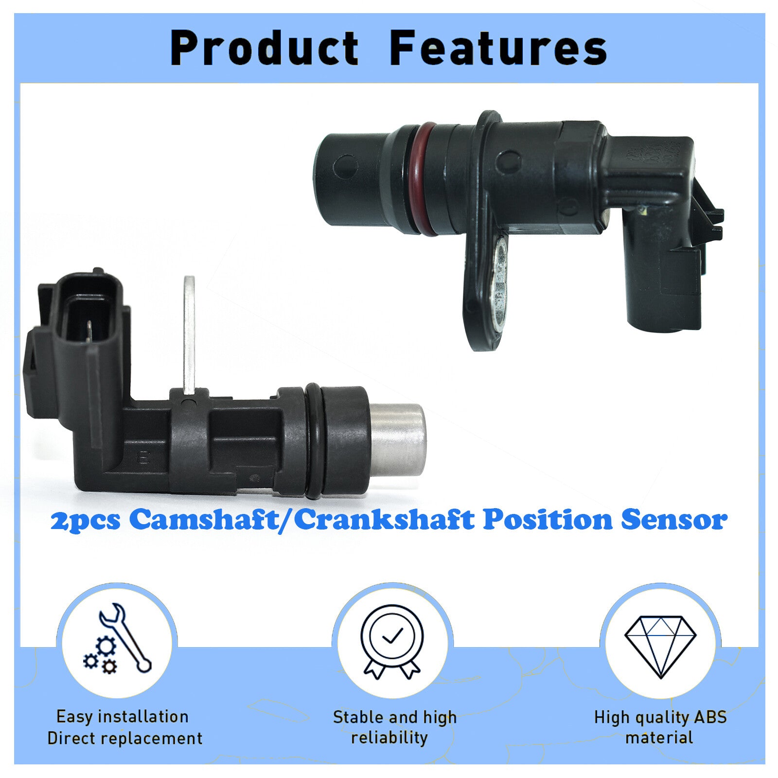 2pcs Camshaft/Crankshaft Position Sensor for 2007 for Dodge for Ram 3500 L6 5.9L 6.7L