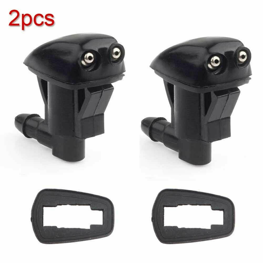 2pcs Black Car Front Windshield Wiper Spray Nozzle Set Accessories