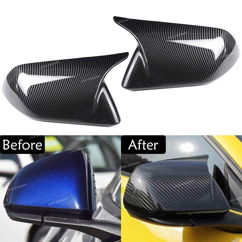 Carbon Fiber Rearview Mirror Cover Caps Horn Style Fit for Ford for Mustang 2015-22