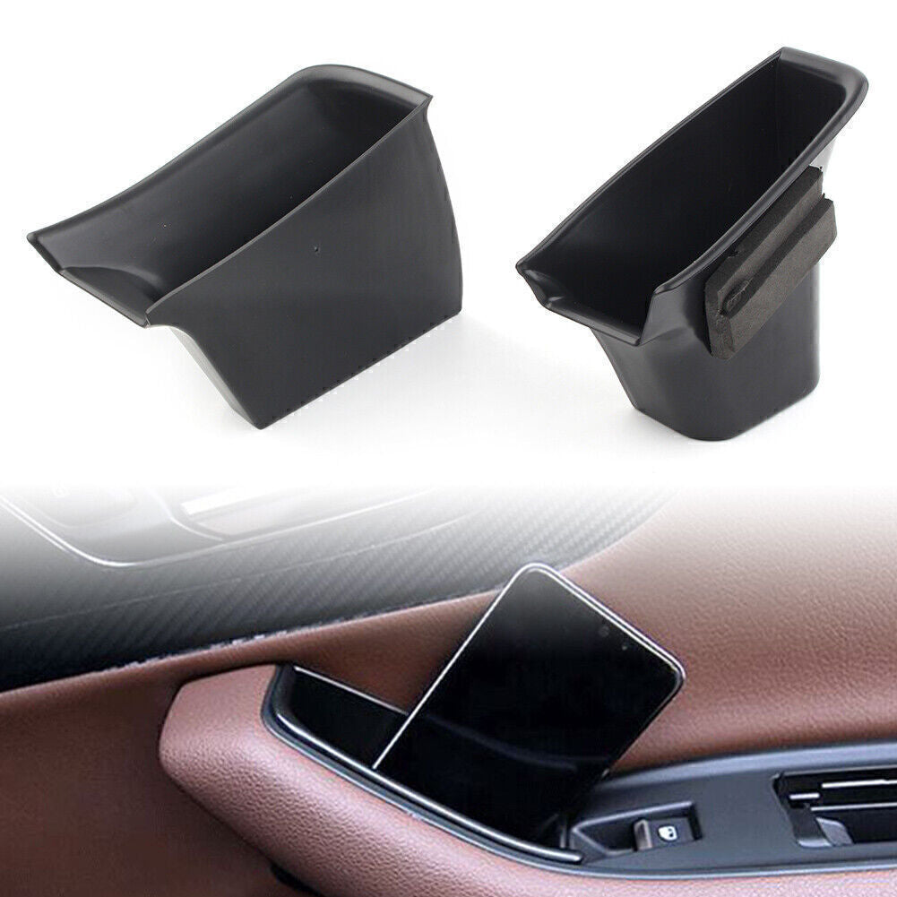 Front Door Handle Armrest Storage Box Tray Bin Kit Fit for Audi Q7 2016-2018 Car