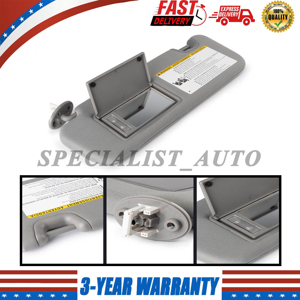 Left Driver Gray Sunvisor W/Light Fit for Toyota Highlander 14-19 74320-0E074-B0