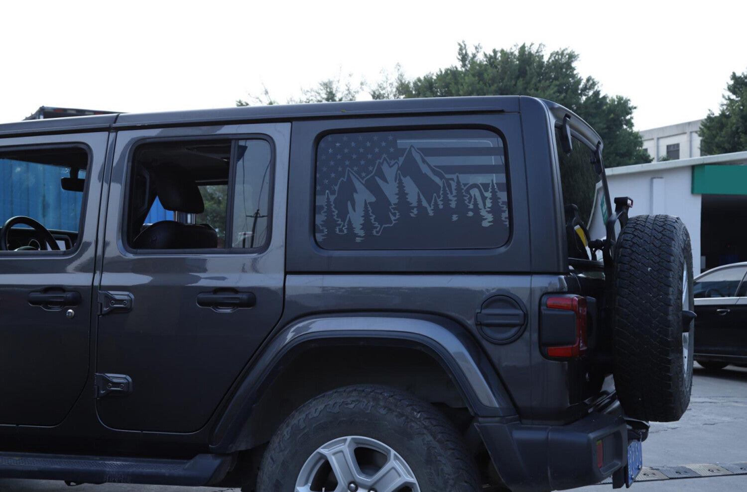 for Jeep for Wrangler JL 2018-2022 Rear Window Snow Mountain Decals Stickers Black