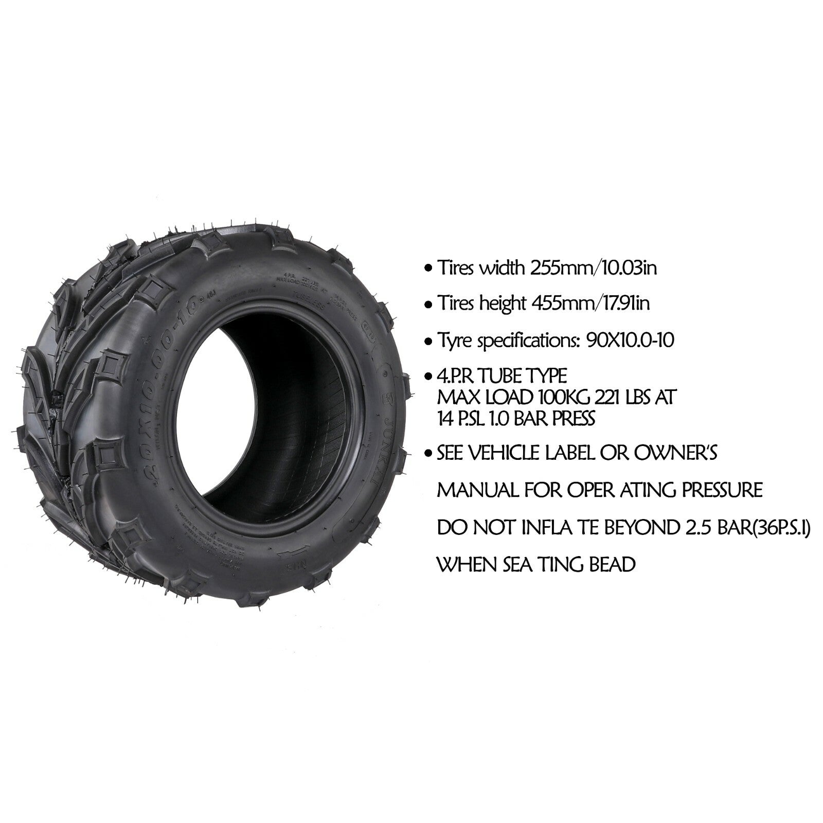 20x10.00-10 20X10-10 20x10x10 Tubeless Lawn Mower Turf Tires UTV Go-Kart