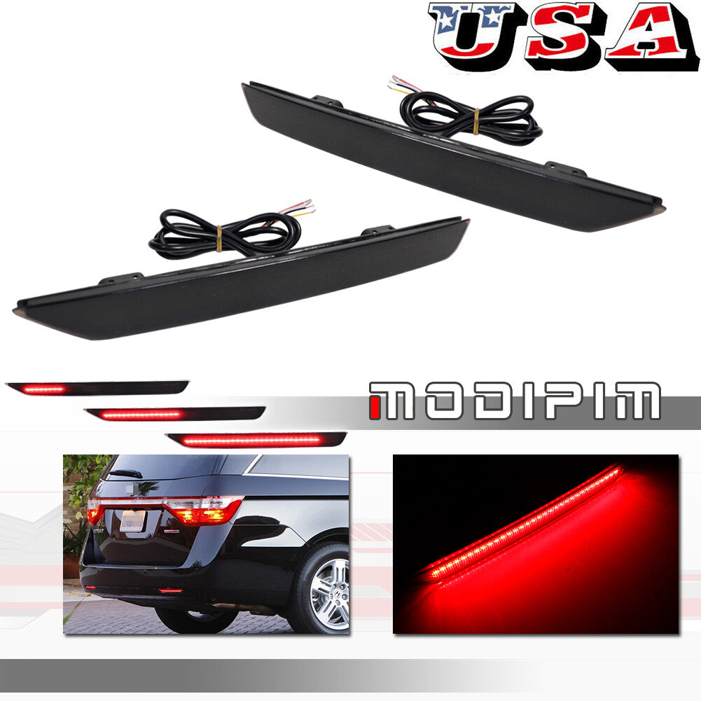 2-piece brake lens bumper reflector LED rear brake stop light for 11-17 for Honda Odyssey