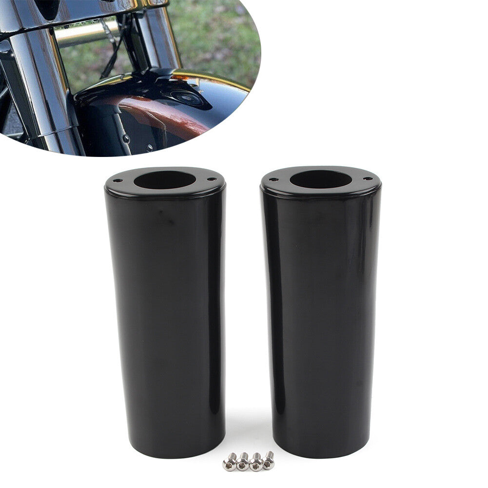 for Harley Street Glide Road King Softail 2 Extended Fork Slider Covers Black