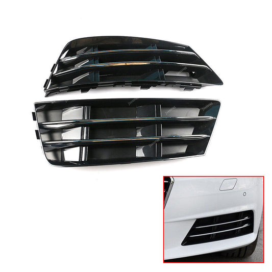 Left and Right Front Fog Light Grille Cover Trim Chrome for Audi A4 B9 2016-2017