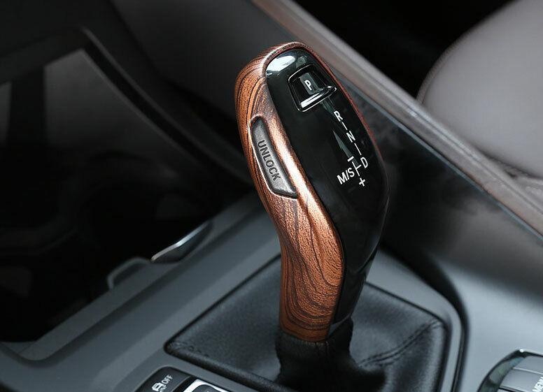 for BMW X1 F48 2020-2021 Pine Wood Grain Gear Shift Knob Shifter Lever Trim 1PCS