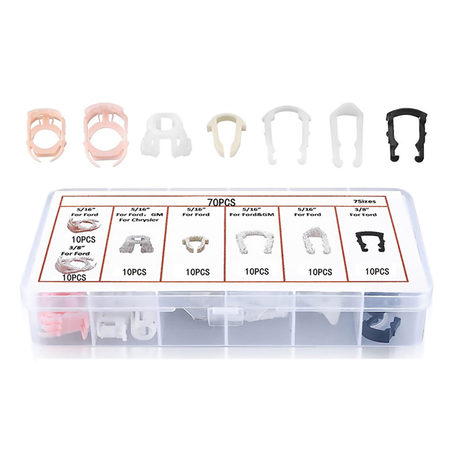 70 Fuel Line Retainer Clip Assortment Connections for Ford Car Accessories