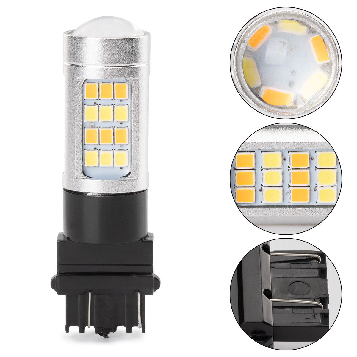 4x 3157 Error White/Amber LED DRL Switchback Turn Signal Parking Light Bulb