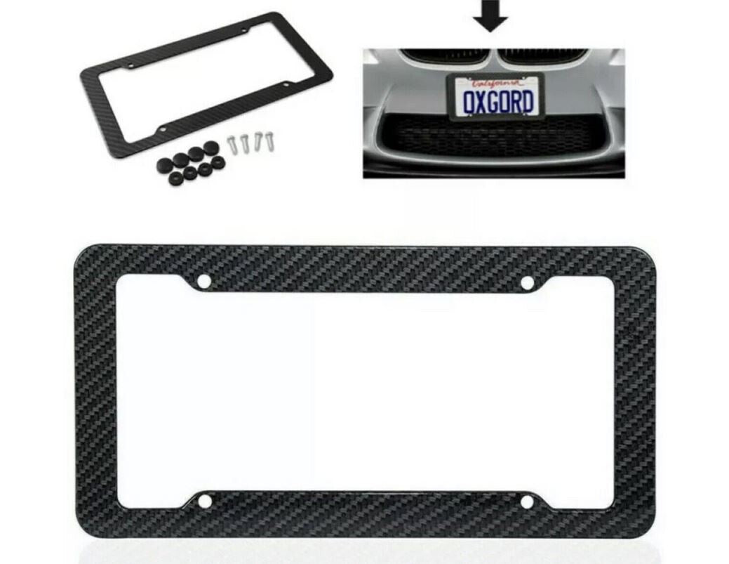 Car license plate frame cap boot trunk black carbon for Alfa Romeo