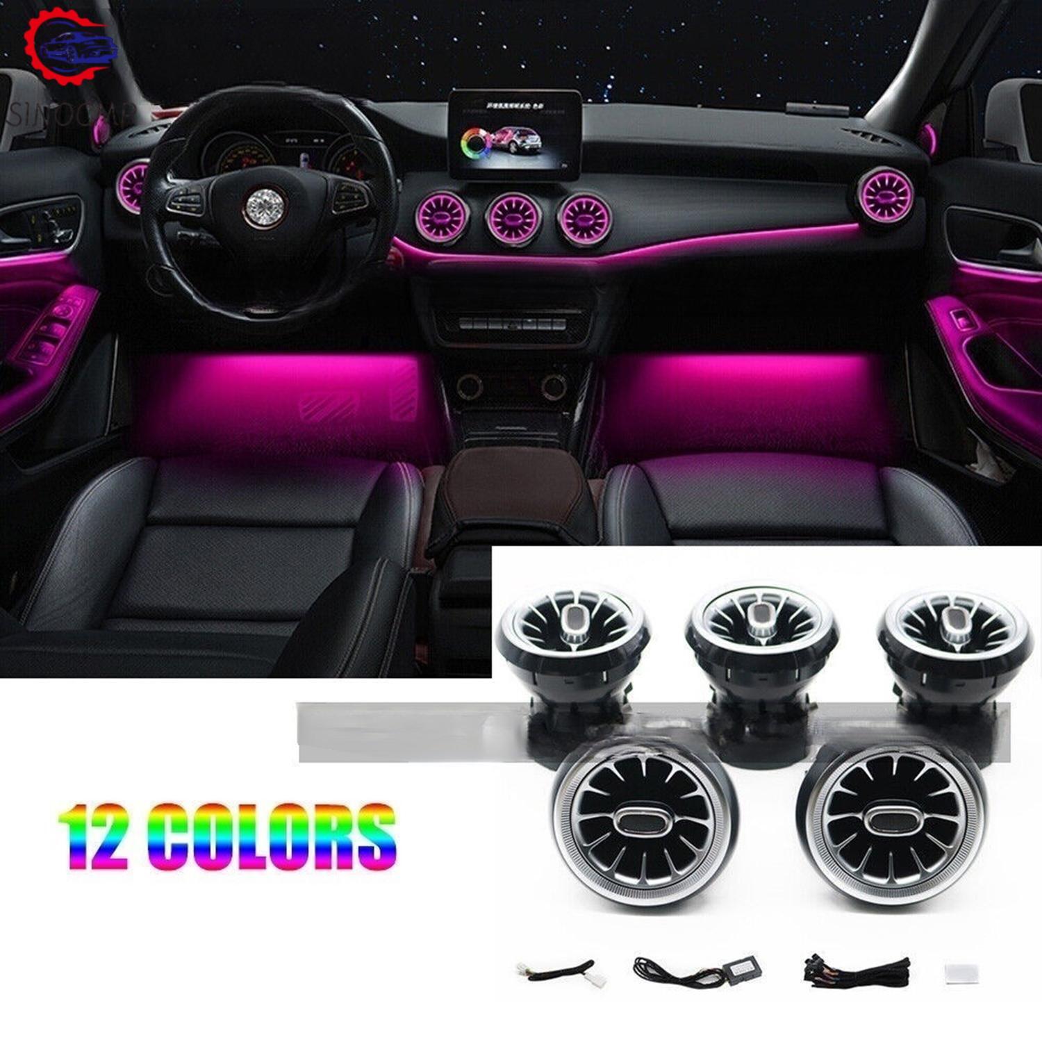 12 Color LED Air Vent Ambient Interior Light for Mercedes-Benz W117 W176 X156