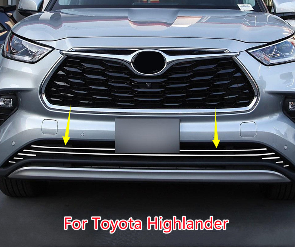 for Toyota Highlander 20-23 Chrome Steel Front Bumper Lower Grille Strip Trim 8x