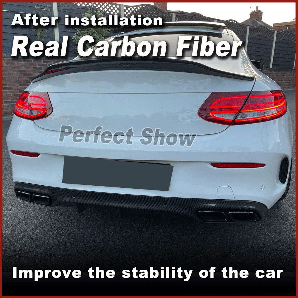 Fit for Mercedes C205 C63 Coupe 2015-17 REAL Carbon Rear Bumper Diffuser Lip