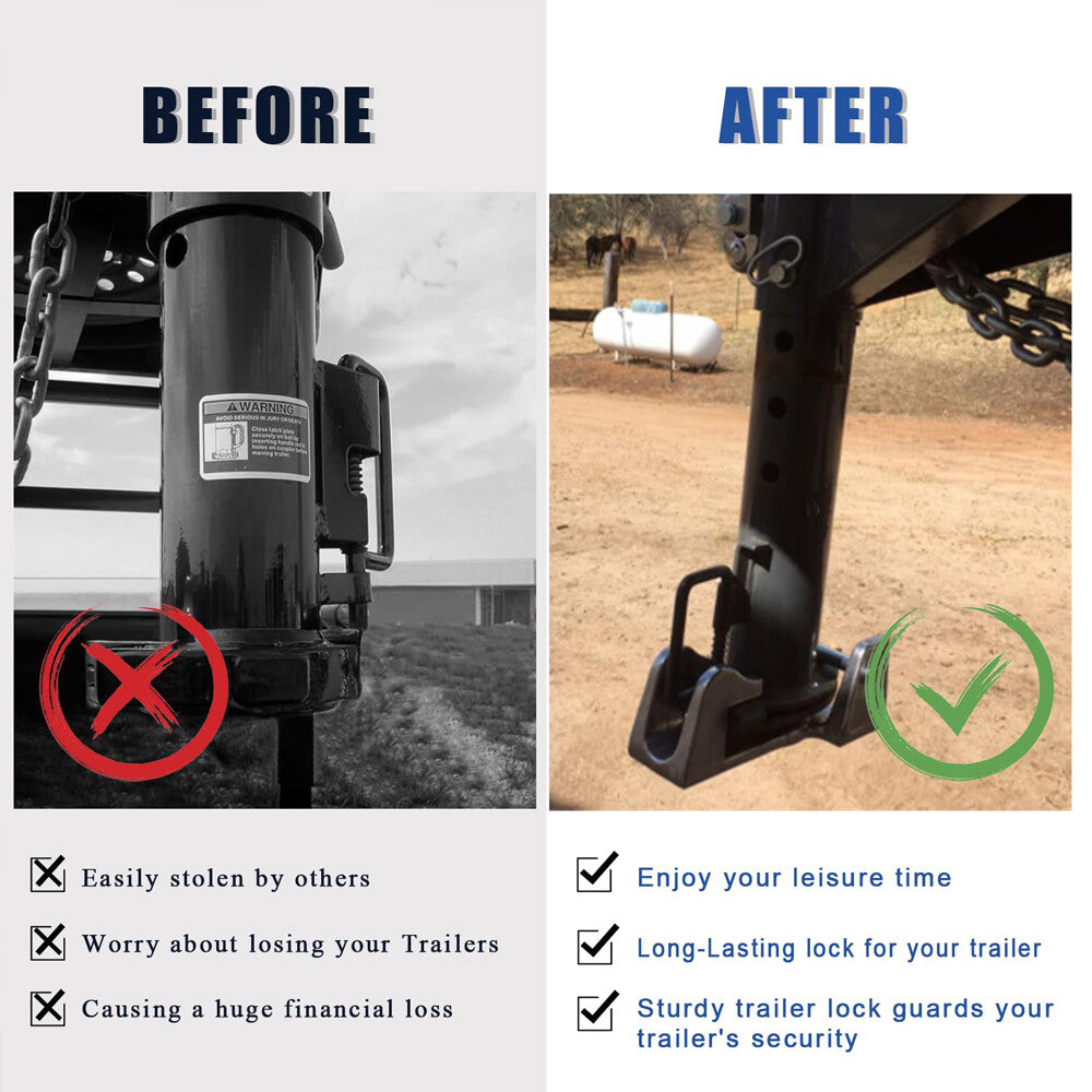 Black Gooseneck Coupler Trailer Lock for RVs Heavy Trailers Livestock Haulers