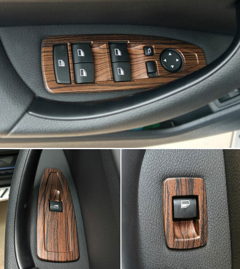 for BMW X1 F48 2016-19 ABS Wood Grain Inner Window Lock Lift Panel Trim Frame 4P