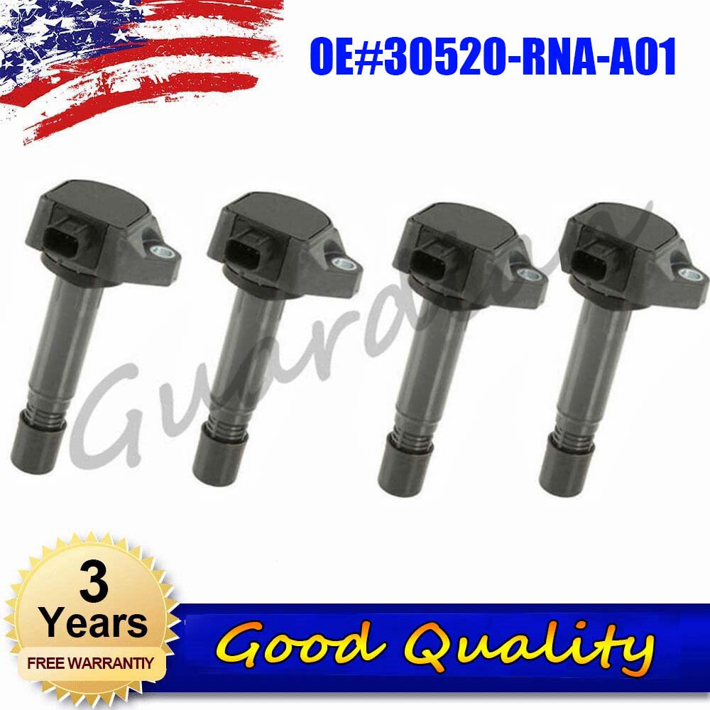 4-pack ignition coils 30520-RNA-A01 for Honda CRV 2007-2011. City: 09-14, Accord: 08-13.