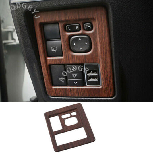 Wood Grain Headlight Adjustment Panel Cover Trim for Toyota Prado FJ150 2018-21