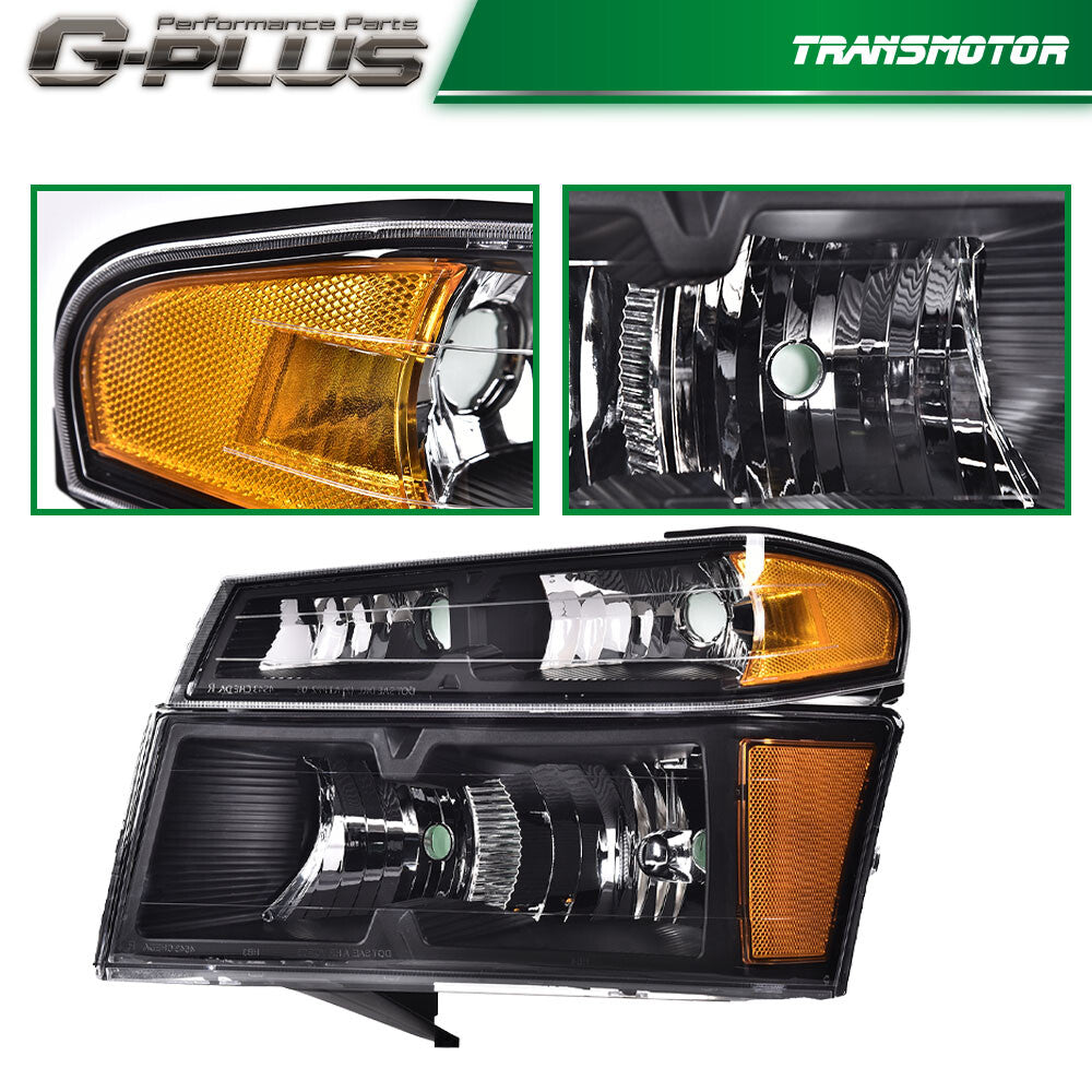 Black headlights with crash protection suitable for 2004-2012 Gimsey for Canyon / for Chevrolet Colorado.