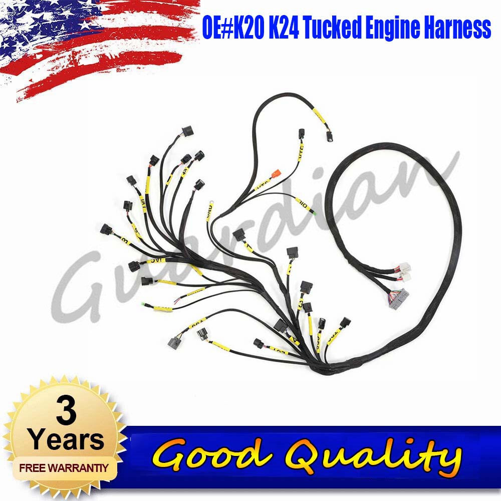 One-piece K20 K24 clip-on engine wiring harness suitable for Acura K-Swap Integra CRX EK EG RSX S model