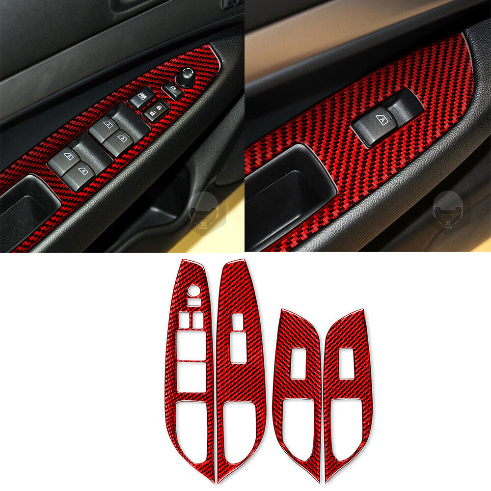 for Infiniti G37 Sedan 2007-2013 Red Carbon Fiber Window Lift Switch Button Trim