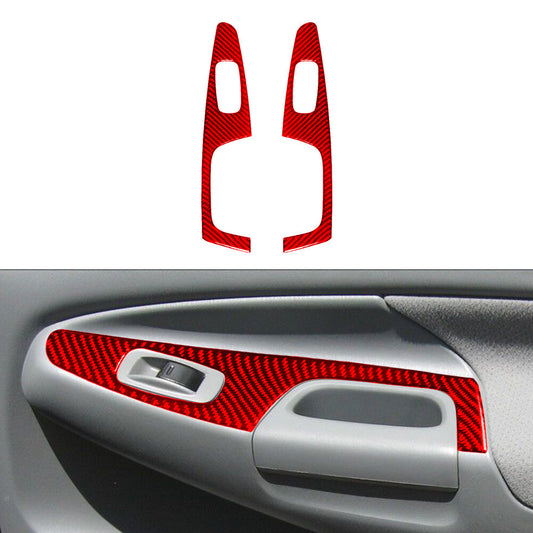 Red Rear Window Switch Buttons Trim Cover Carbon Fiber for Toyota Tacoma 2012-15