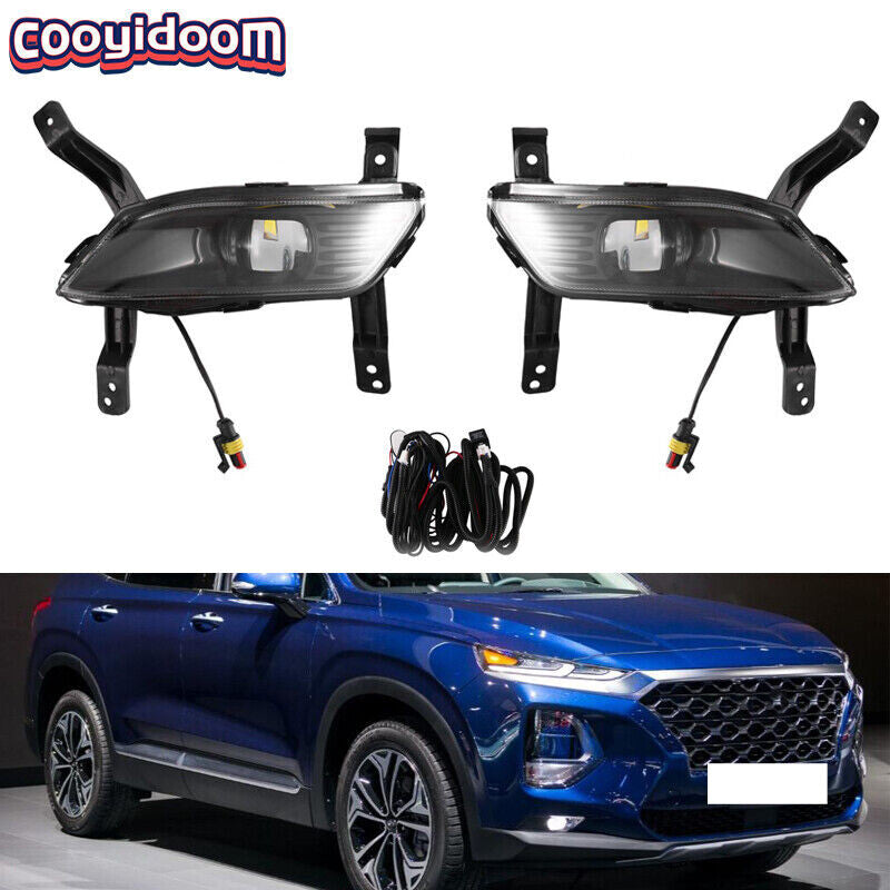 For 2019-20 for Hyundai Santa Fe LED Front Fog Light With Bulbs Harness Switch Pair