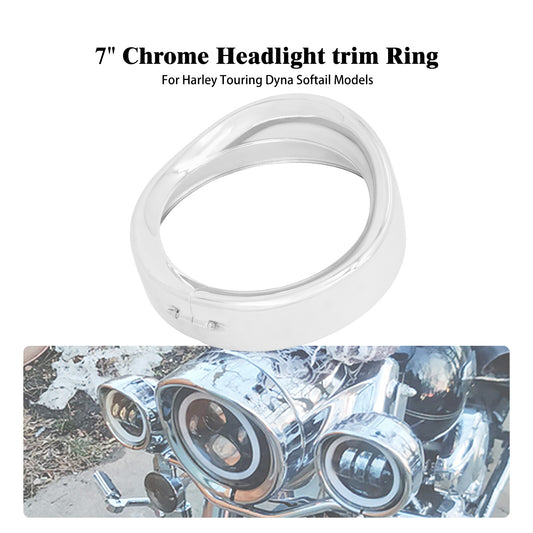 Chrome 7 Headlight Trim Ring Visor Bezel for Harley Street Electra Glide 08-13