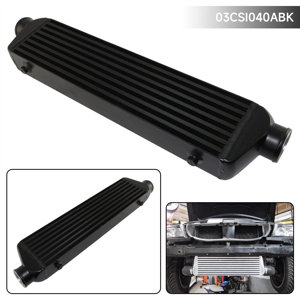 Universal BarPlate Front Mount Intercooler 55014065mm 2.5 In/Outlet Black
