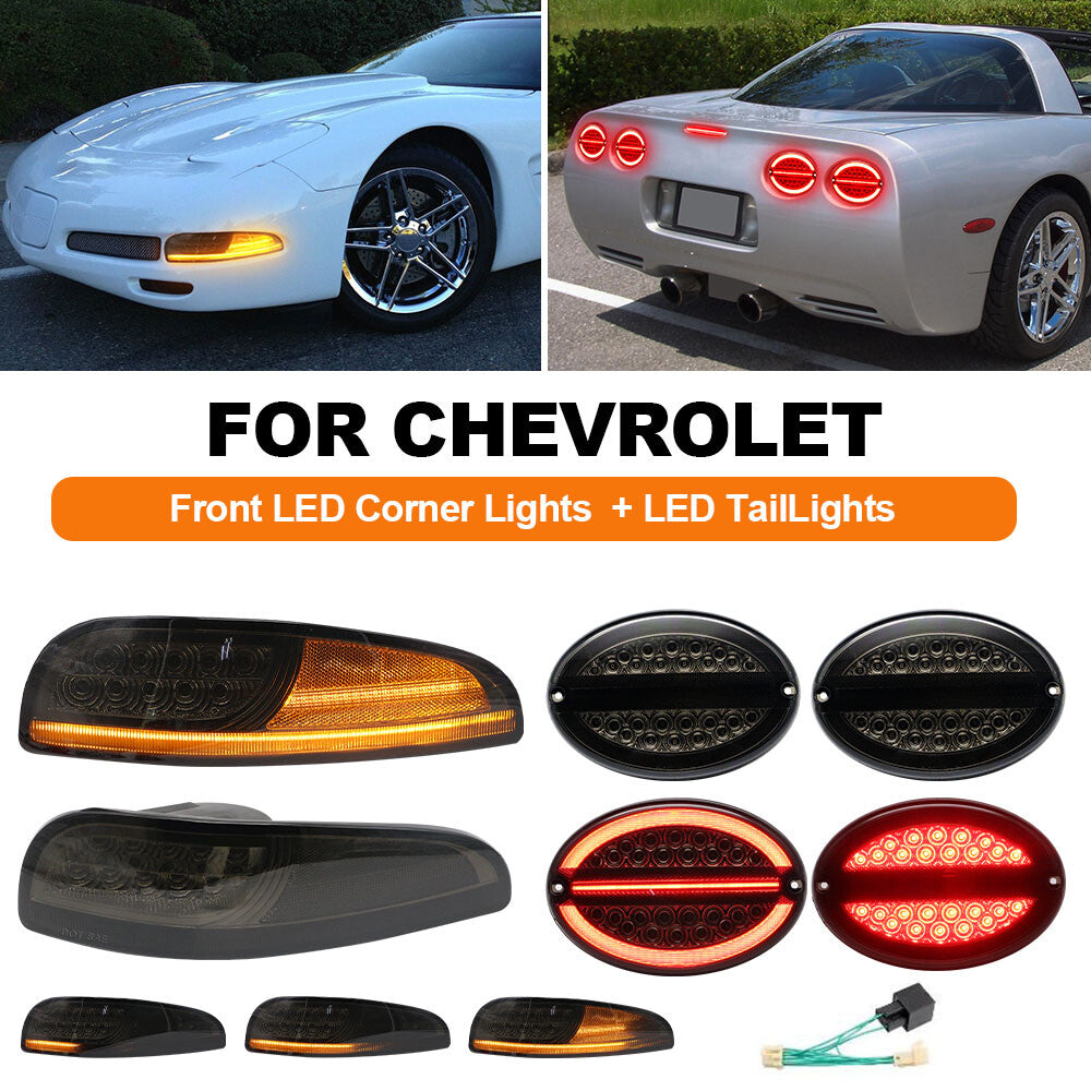 Smoked LED front turn signal angles suitable for 97-04 for Chevrolet for Corvette C5+ taillights