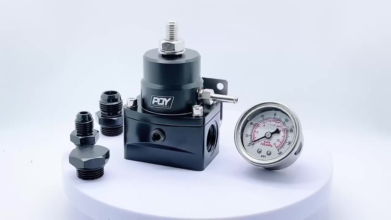 Adjustable AN6 AN8 EFI Fuel Inject High Pressure Regulator W/Gauge