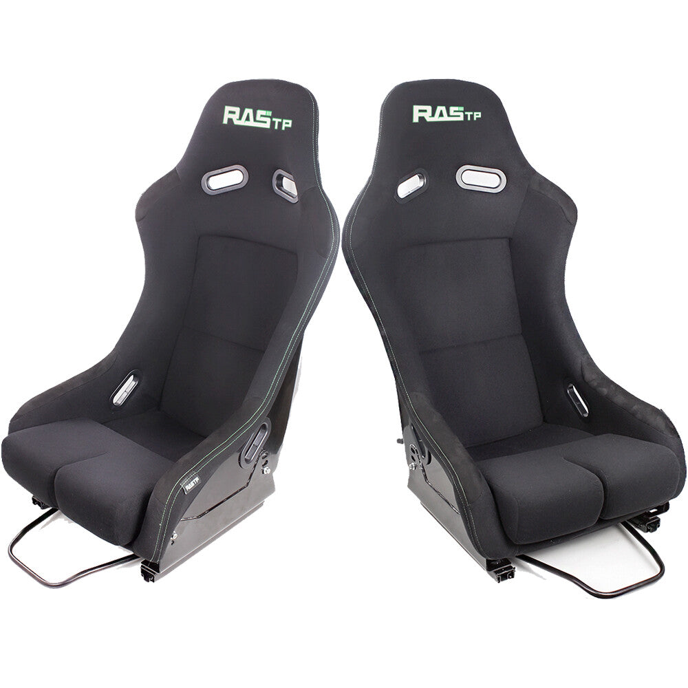 2PCS Black Universal Racing Adjustable Bucket Reclinable Seats  Slider Rail