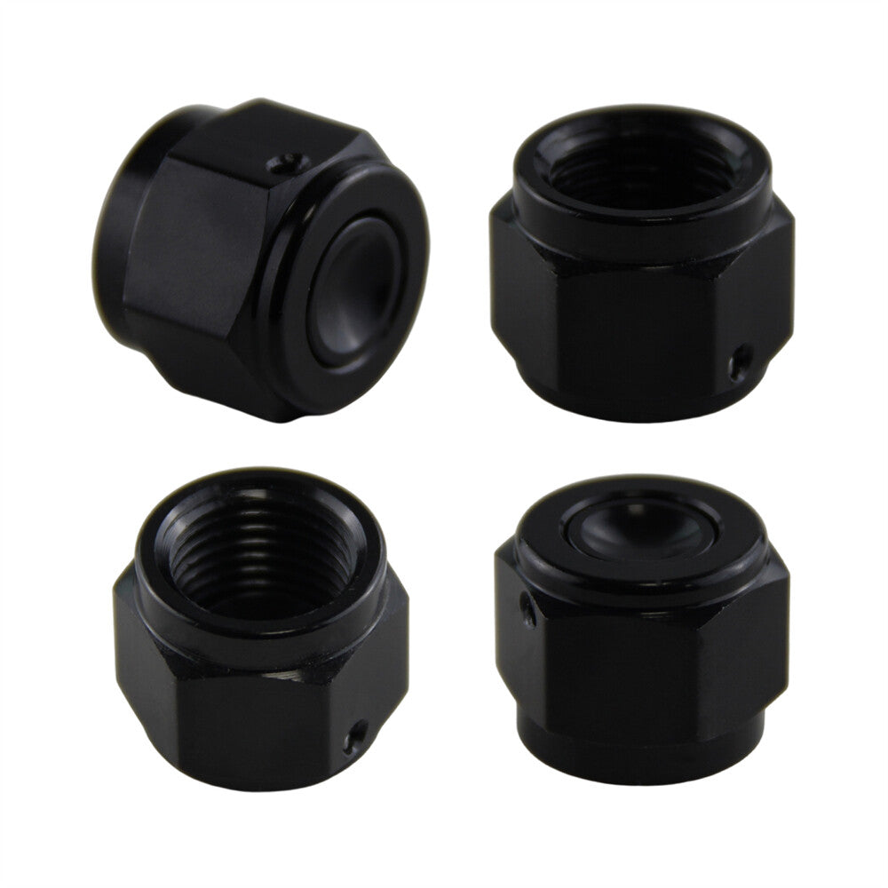 4PCS Aluminum 6-AN AN6 9/16-18 Adapter Female Flare Cap /Plug/ Nut Fitting BK